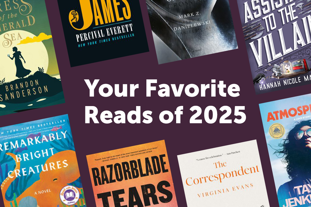 A collection of book covers with the words Your Favorite Reads of 2025 overlayed.